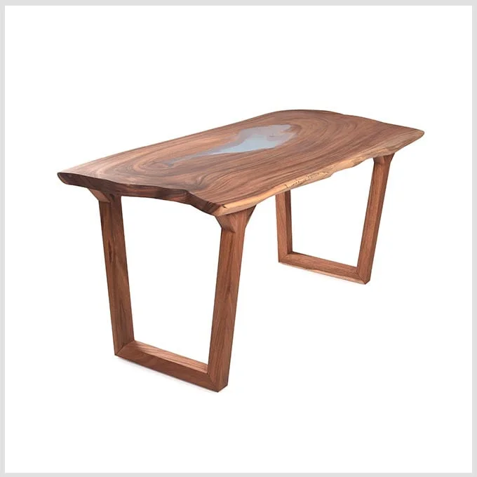 Epoxy Resin Glacial Table - Live Edge Wood - Image 2