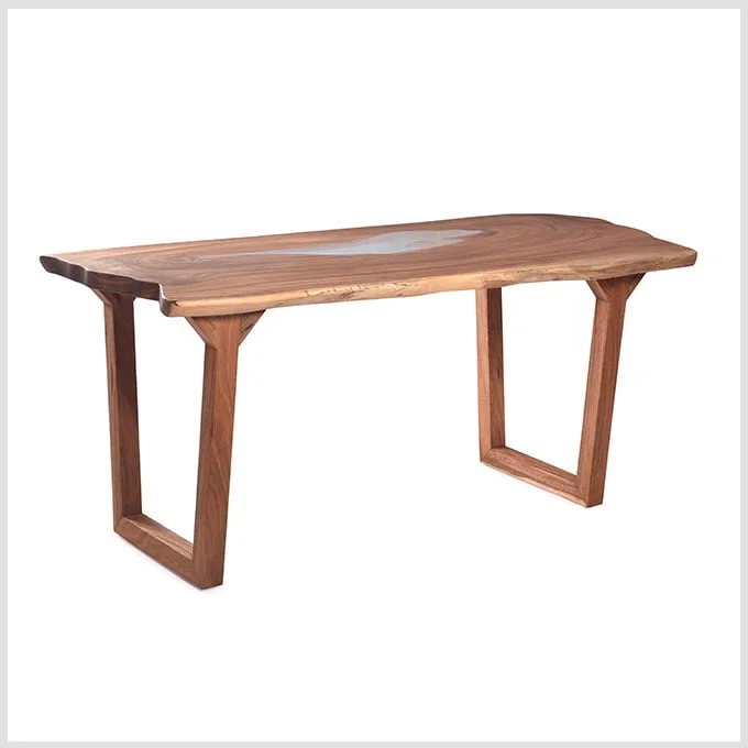 Epoxy Resin Glacial Table - Live Edge Wood - Image 3