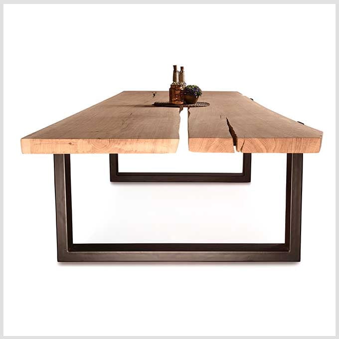 Raw Oak Wood Dining Table