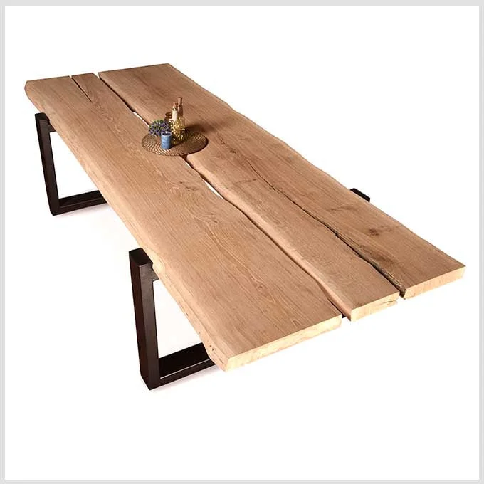 Raw Oak Wood Dining Table