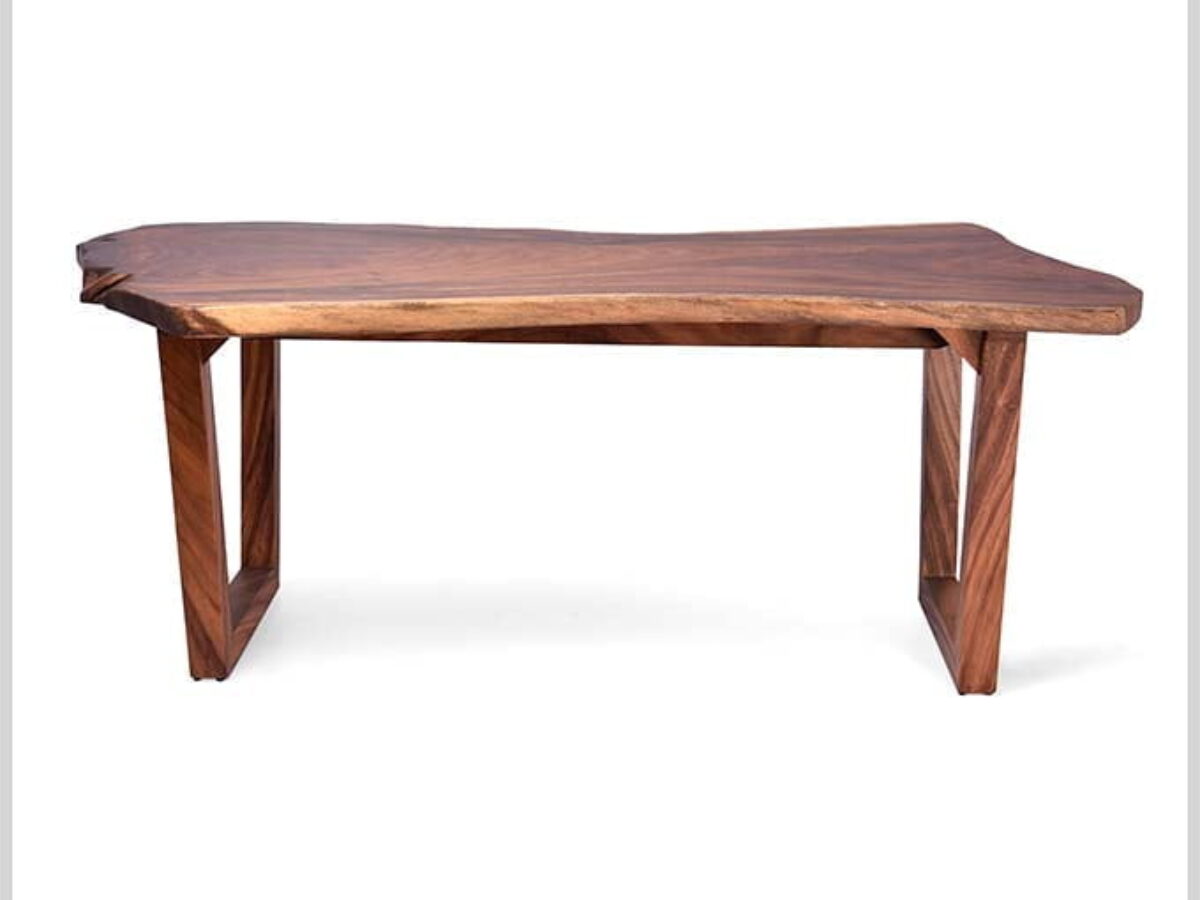 Live Edge Bleached Oak Table Raw Wood Edge Dining Table