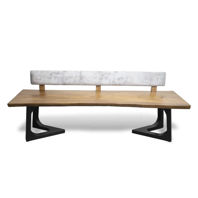 〆1/31 WHITE_WOOD_BENCH #3 Solid Wooden White Back Bench with Upholstered Comfort – Buy