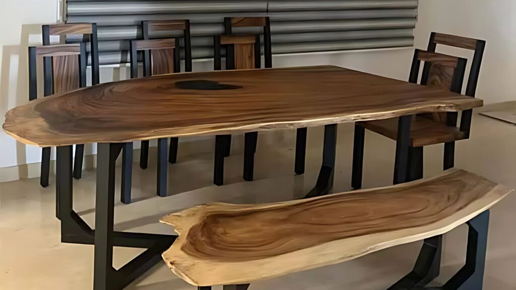 Elegant live edge furniture design showcasing natural wood grain and handcrafted details