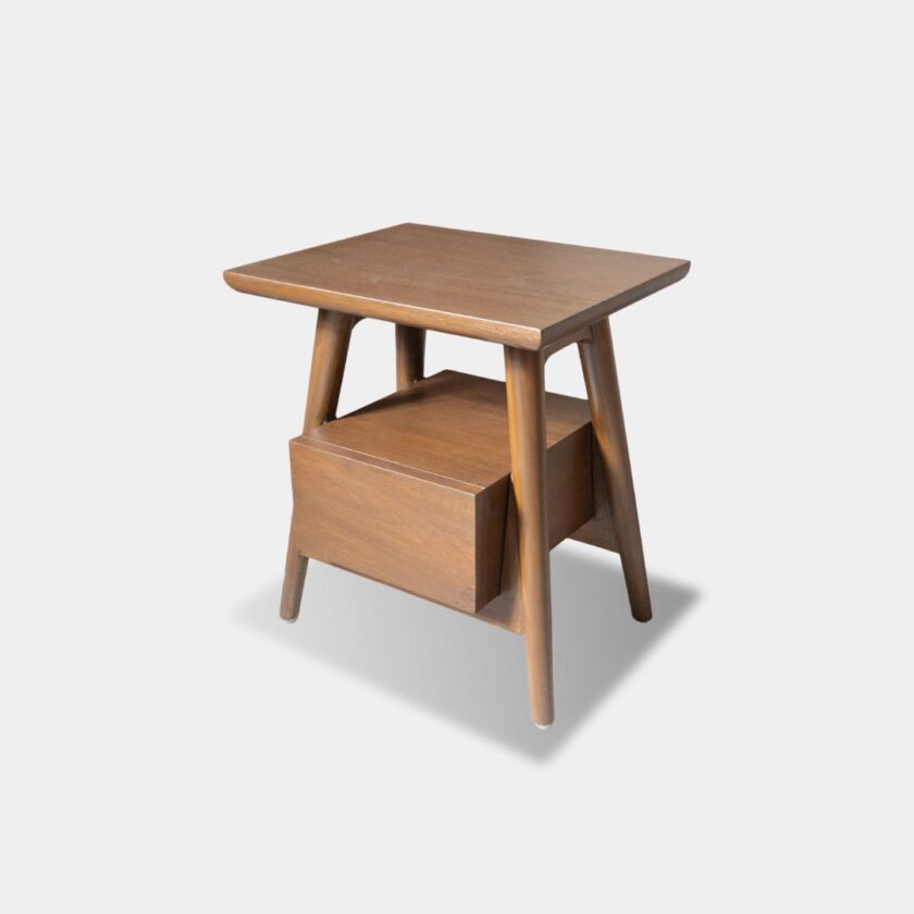 Handcrafted Wood to Wood - Bedside Table made of teak and walnut wood