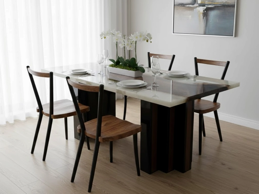 Custom Epoxy Resin Live Edge Dining Table by Wootique