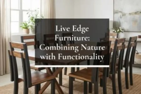 modern solid wood dining table with natural live edge design in home interior