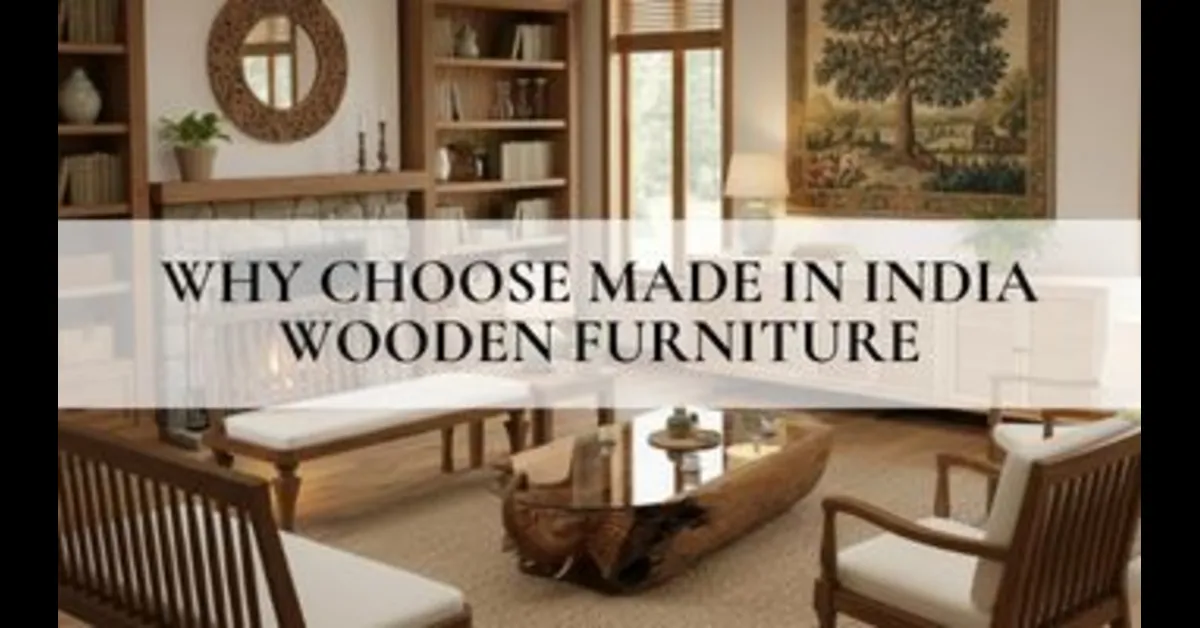 Why Choose Made in India Wooden Furniture 1 warm modern living room with handcrafted Made in India wooden furniture