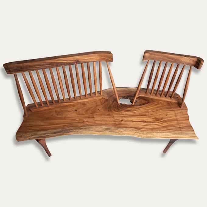 Live Edge Centipede Wooden Bench