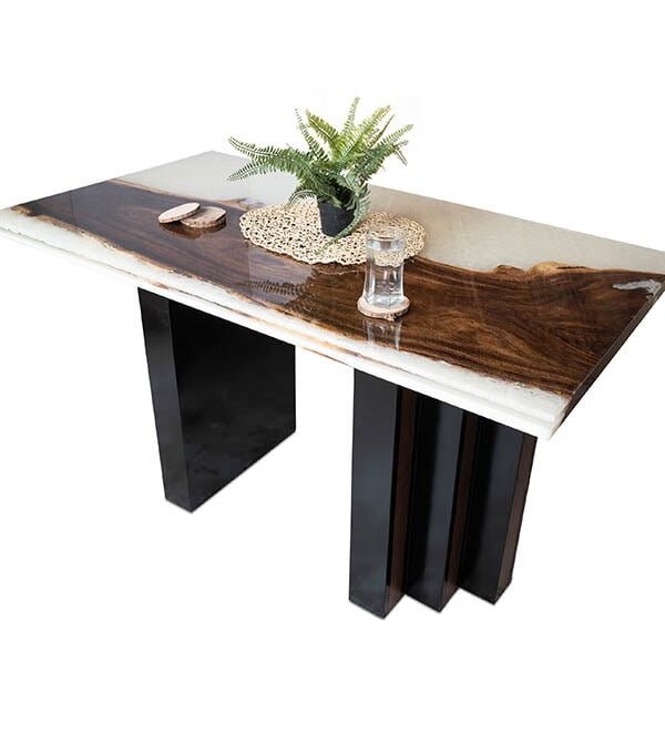 Custom Epoxy Resin Dining Table - Live Edge Wood