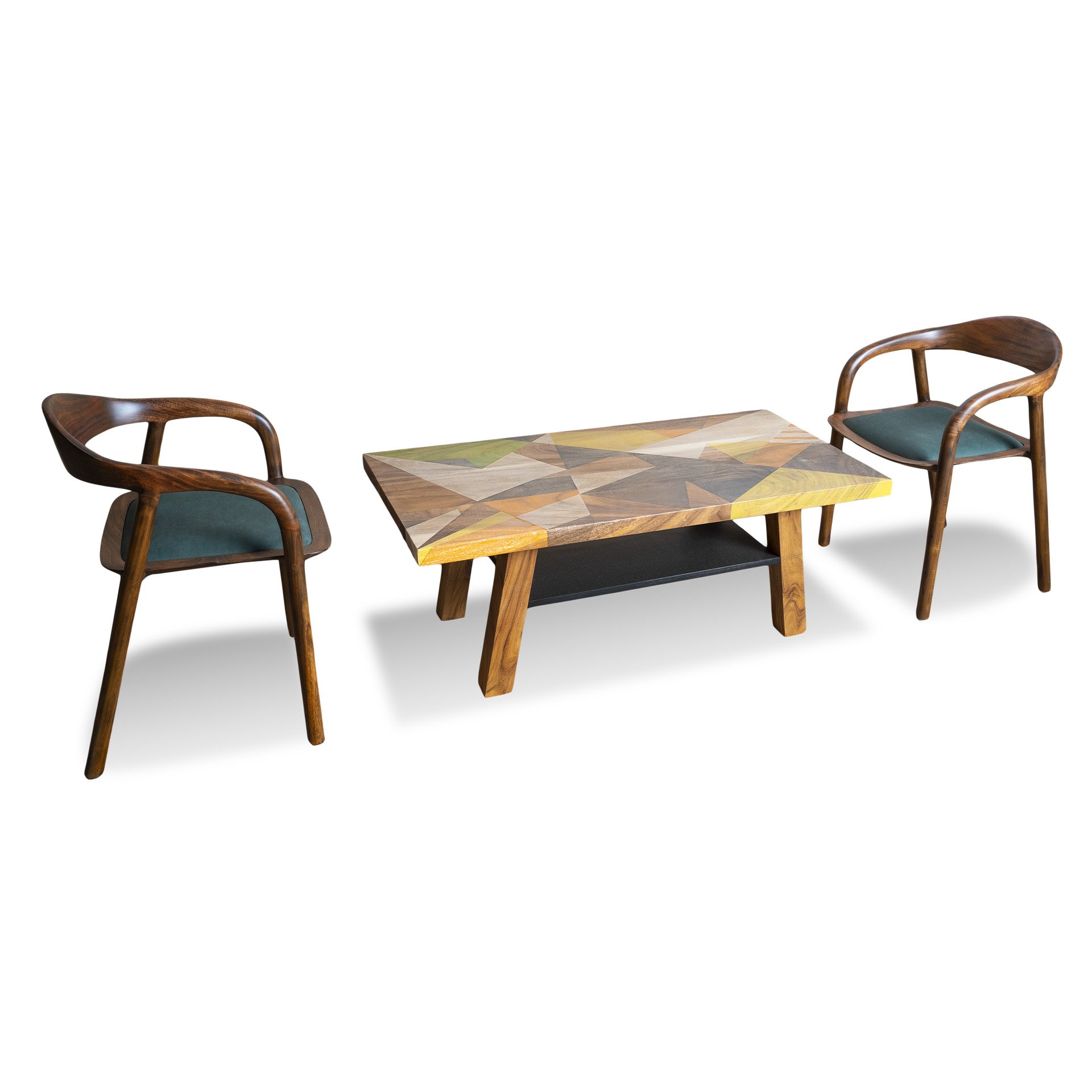 Live Edge Sleak Peak Solid Wood Cushioned Chair – Charcoaled Finish - Image 6