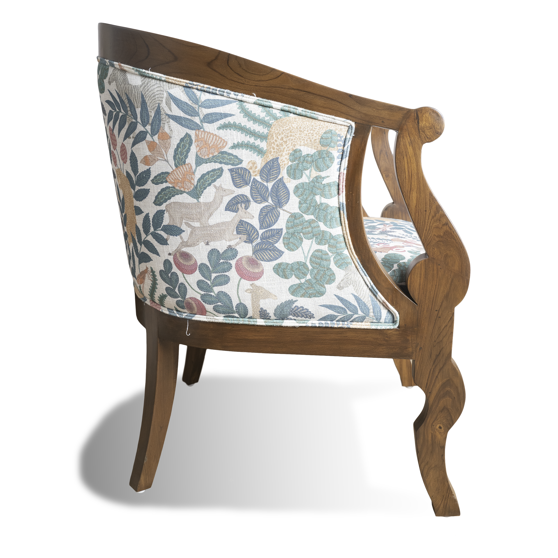 Solid Wooden Accentuated Teak Accent Chair - Image 4