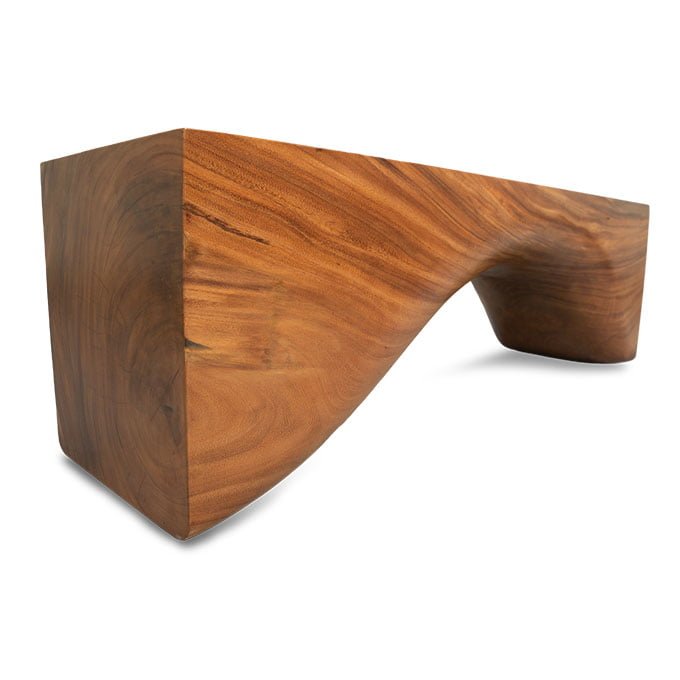 Custom Curved Wave Solid Wood Log Bench - Image 3