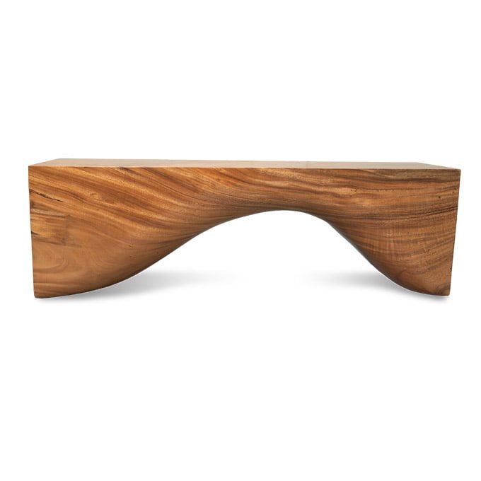 Custom Curved Wave Solid Wood Log Bench - Image 4