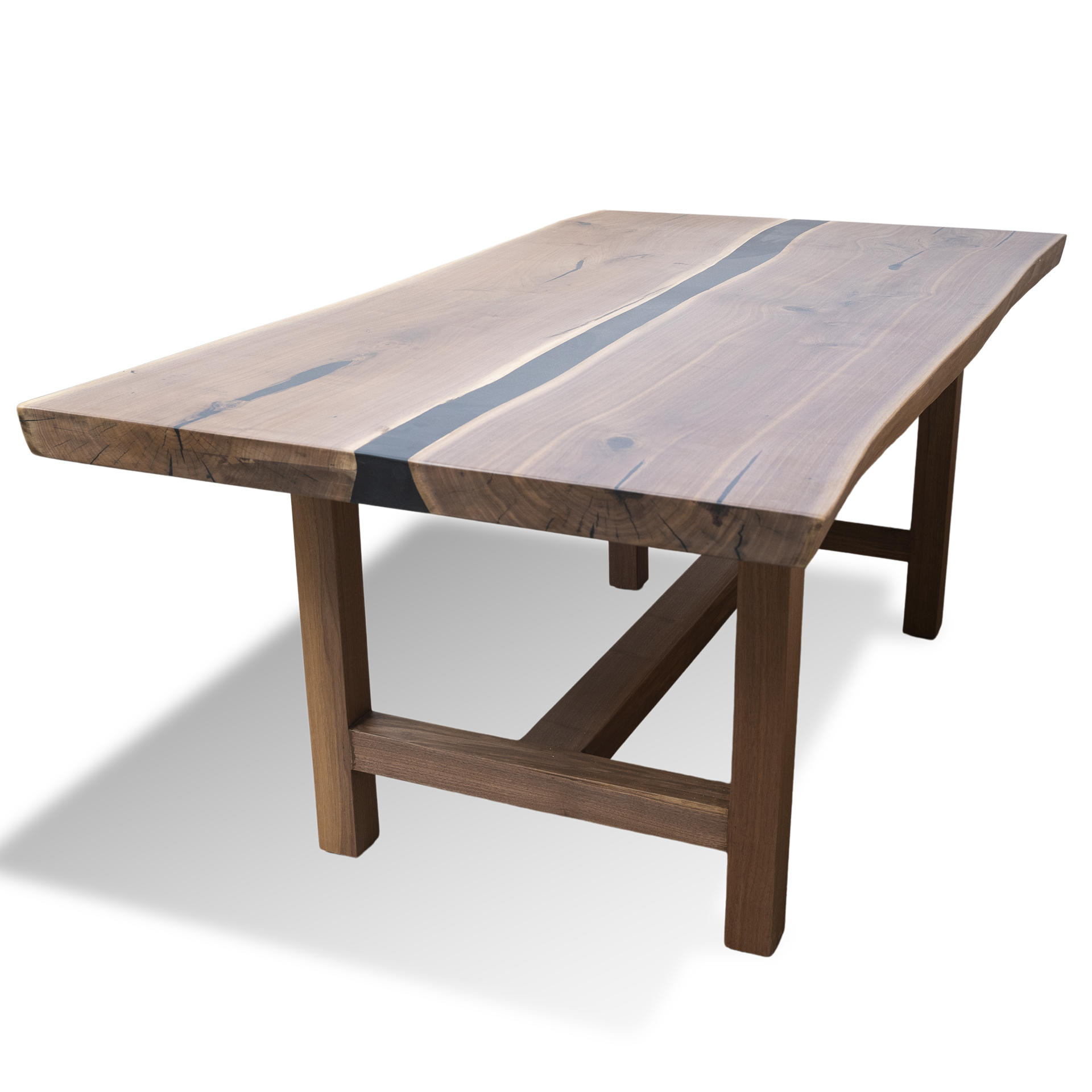 Epoxy Resin Walnutty Black River table - Live Edge Wood - Image 7