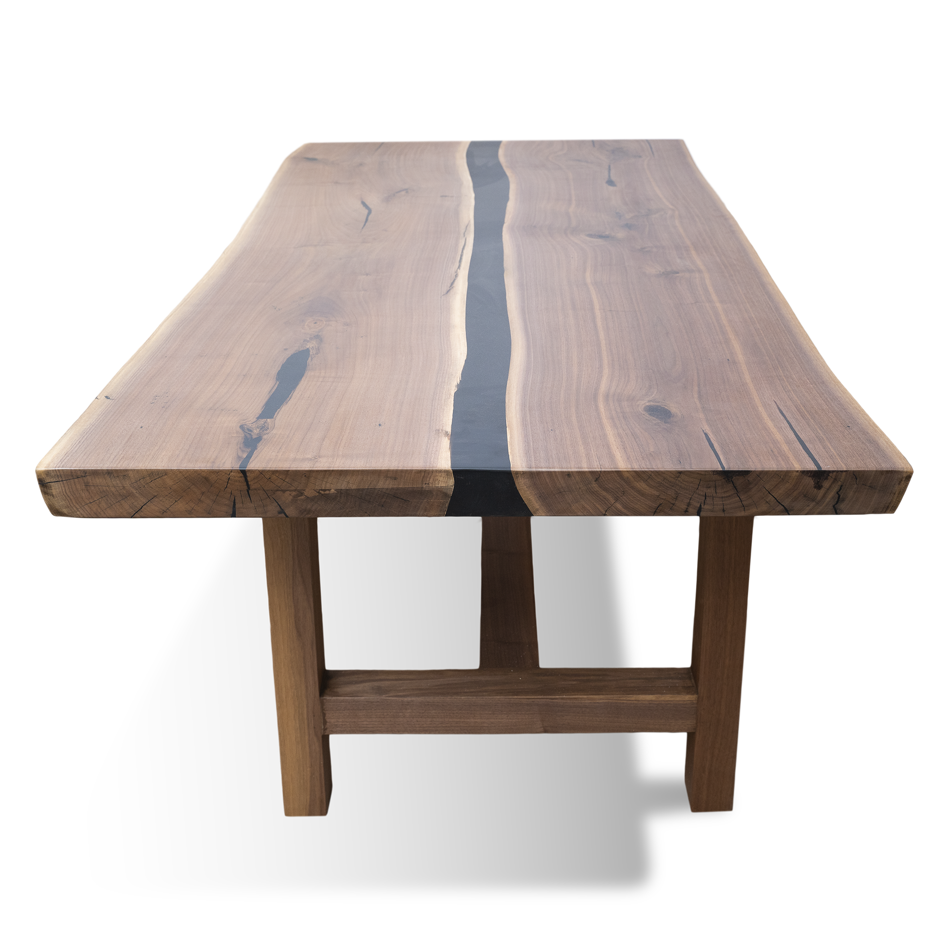 Epoxy Resin Walnutty Black River table - Live Edge Wood - Image 6