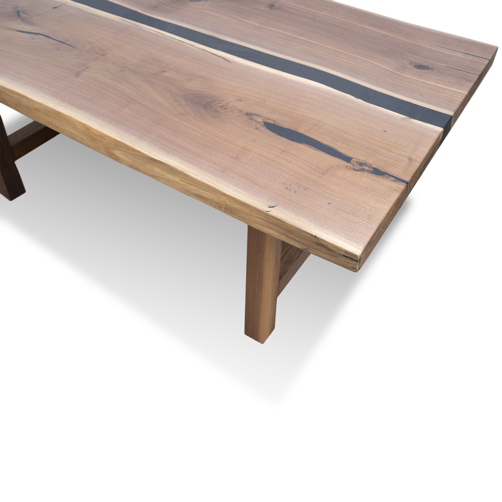 Epoxy Resin Walnutty Black River table - Live Edge Wood - Image 5