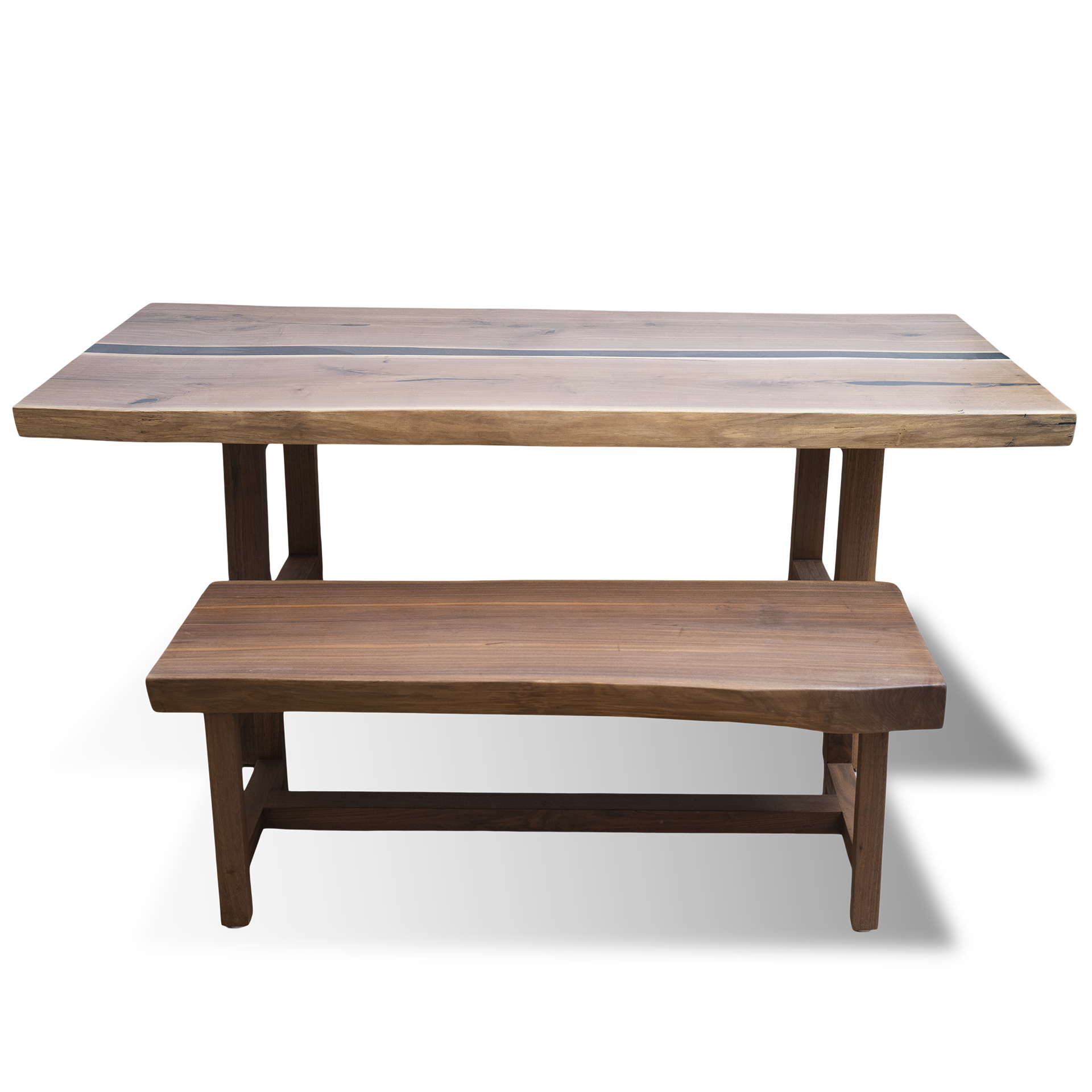 Epoxy Resin Walnutty Black River table - Live Edge Wood - Image 4