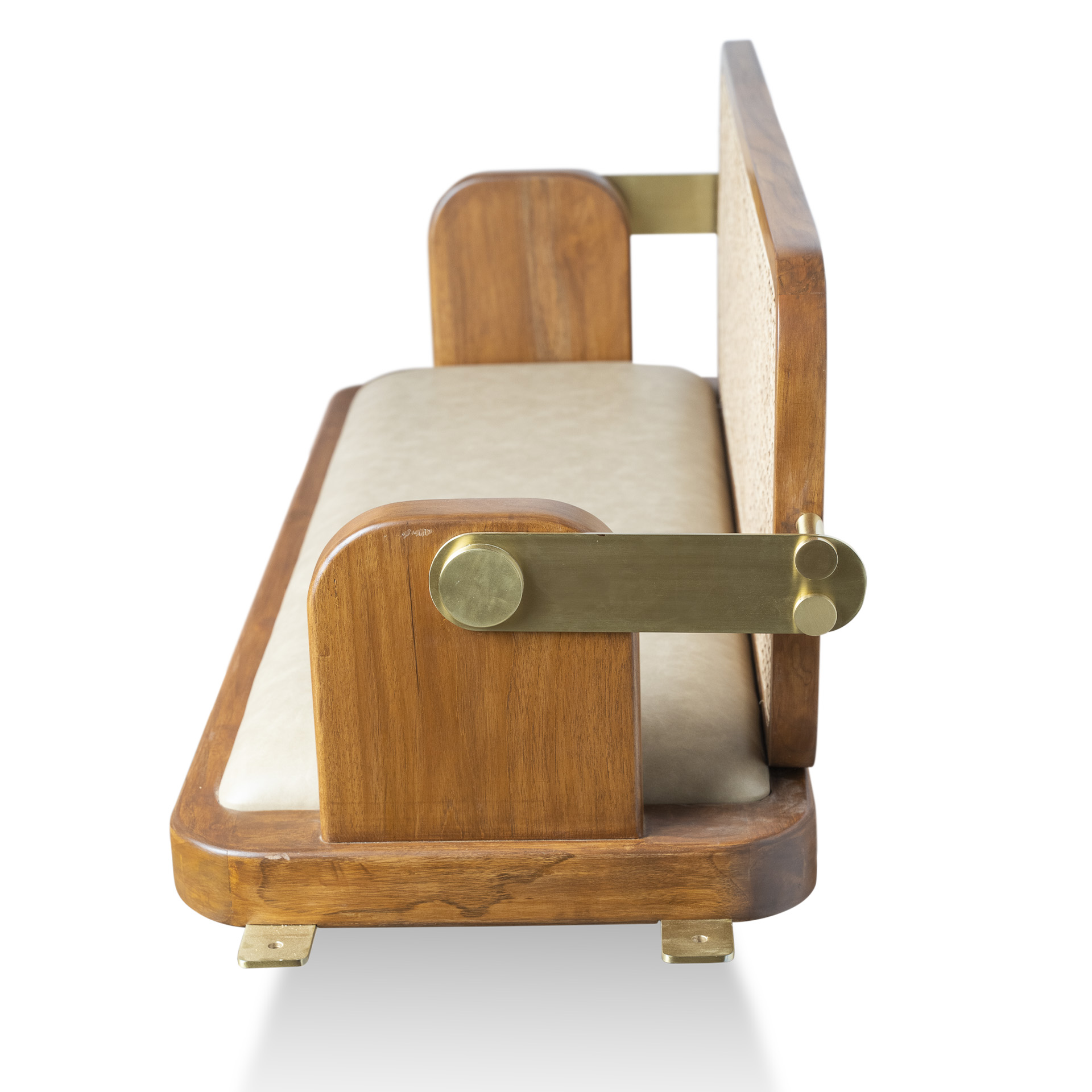Wooden Flip Flop Swing Jhula with Brass and Cane Work - Image 5