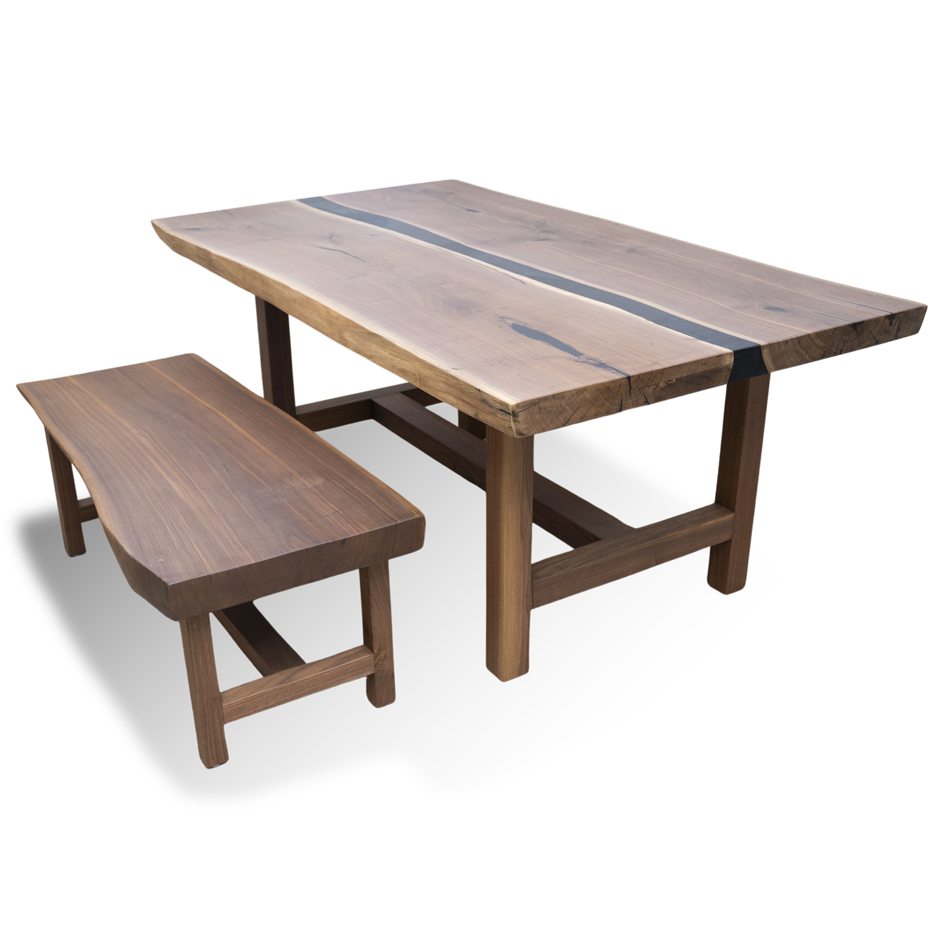 Epoxy Resin Walnutty Black River table - Live Edge Wood - Image 3