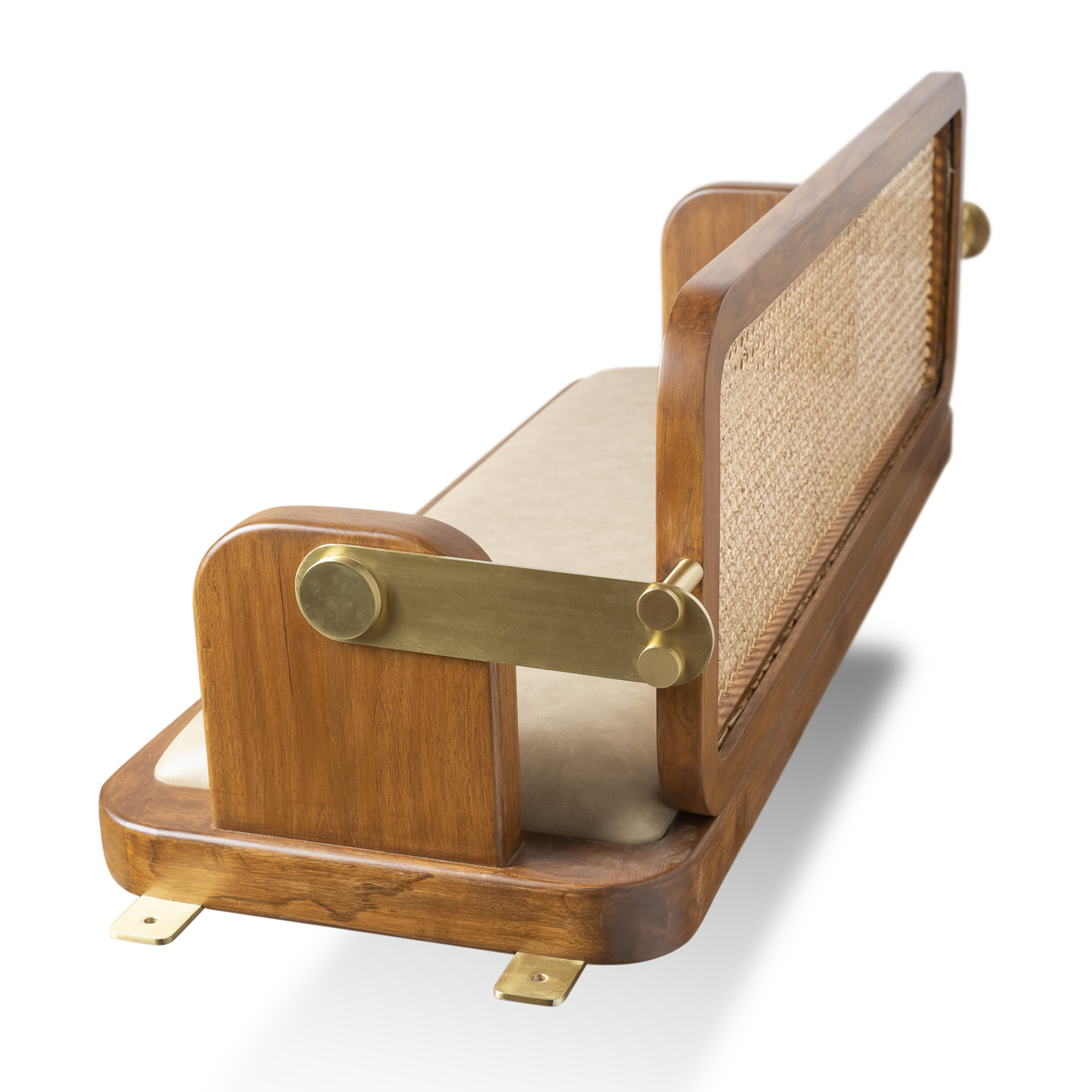 Wooden Flip Flop Swing Jhula with Brass and Cane Work - Image 7