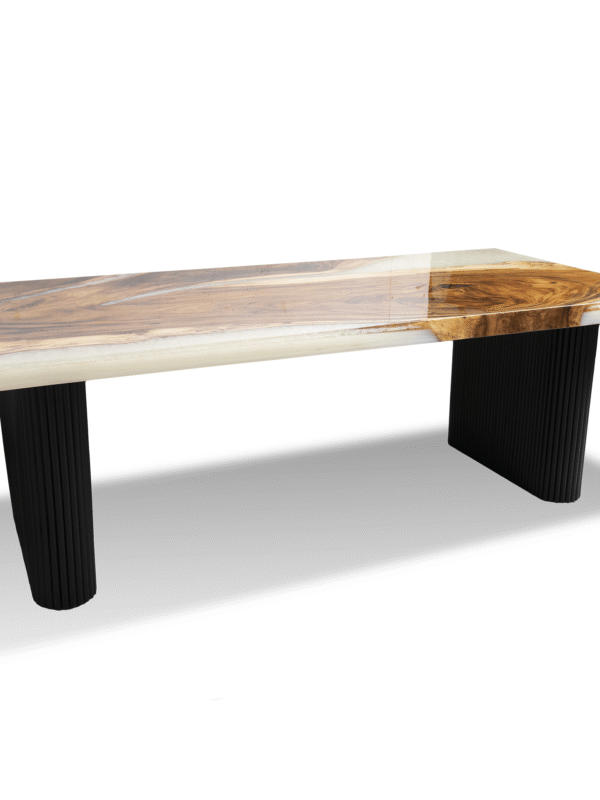 Epoxy Resin Mother of Pearl Dining Table - Live Edge Wood