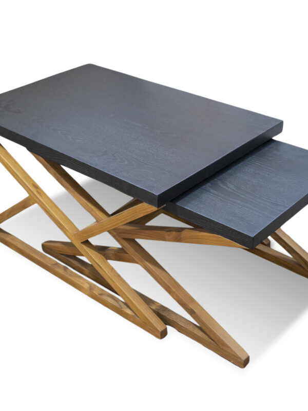 Solid Wooden Nested Zig Zag Nesting Table
