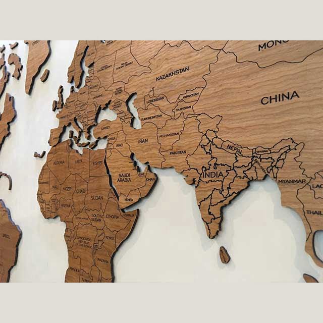 2D Wooden World Map Wall Art with Names – Veneer Decor - Image 3