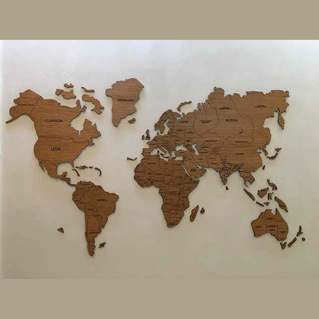 2D Wooden World Map Wall Art with Names – Veneer Decor - Image 4