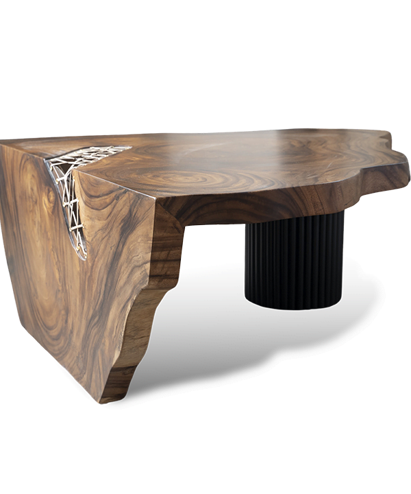 Live Edge Cane Dip Coffee Table