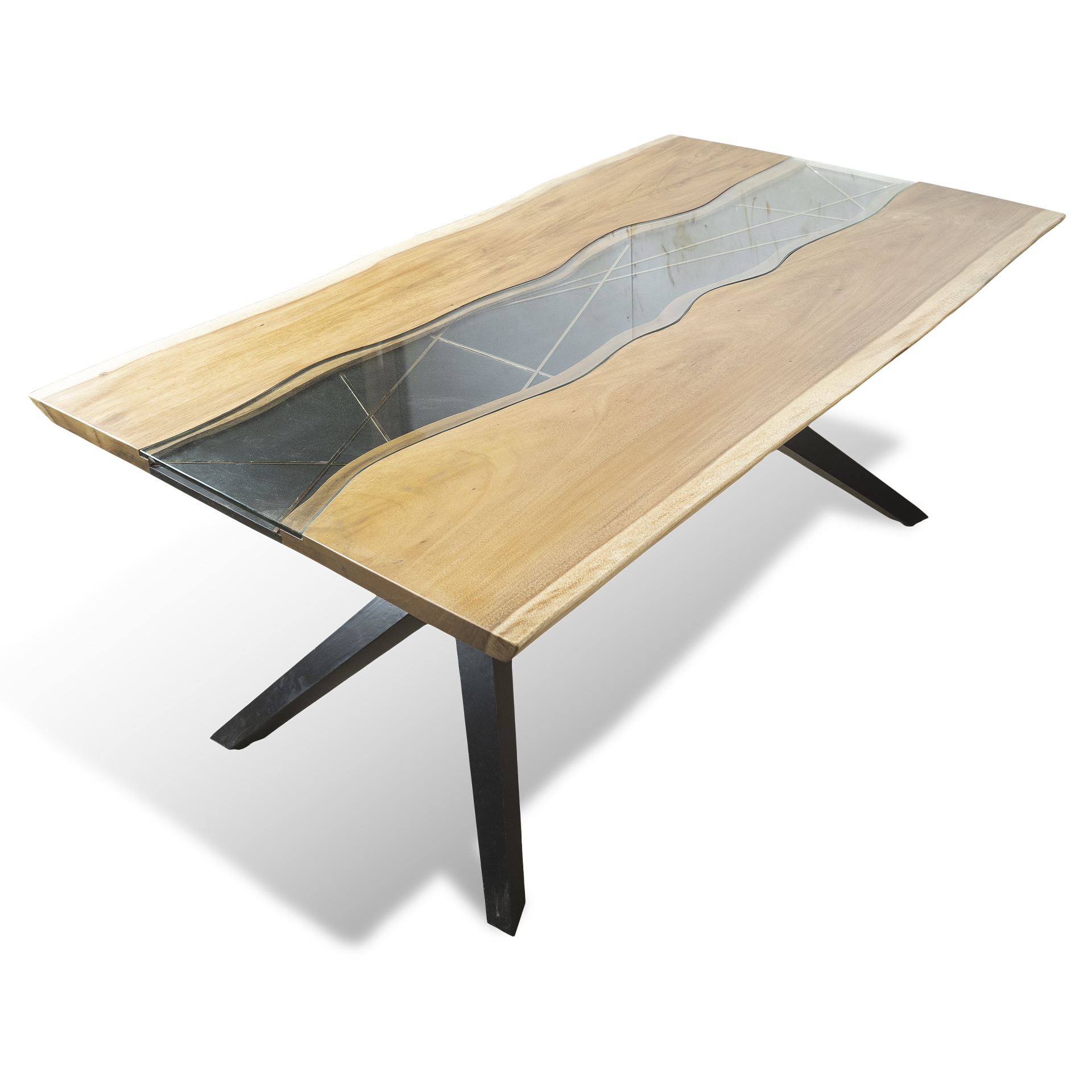 Epoxy Resin Mini Yoga River Table - Live Edge Wood - Image 2