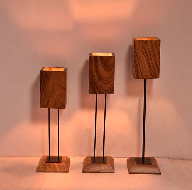 Solid Wooden 3 Blind Lights Stand – Designer Lamp