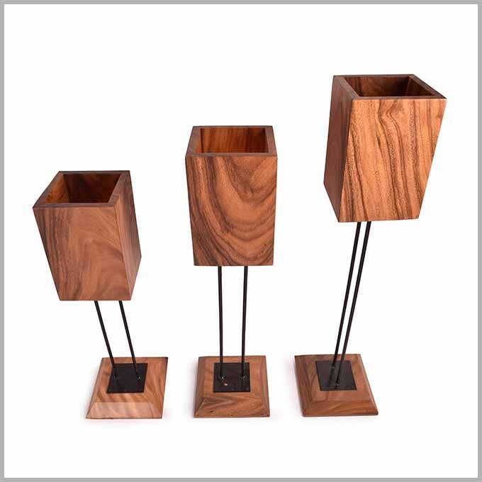 Solid Wooden 3 Blind Lights Stand – Designer Lamp - Image 3