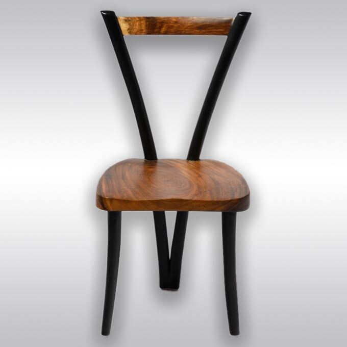 Live Edge 3-Legged Wooden Chair - Image 2