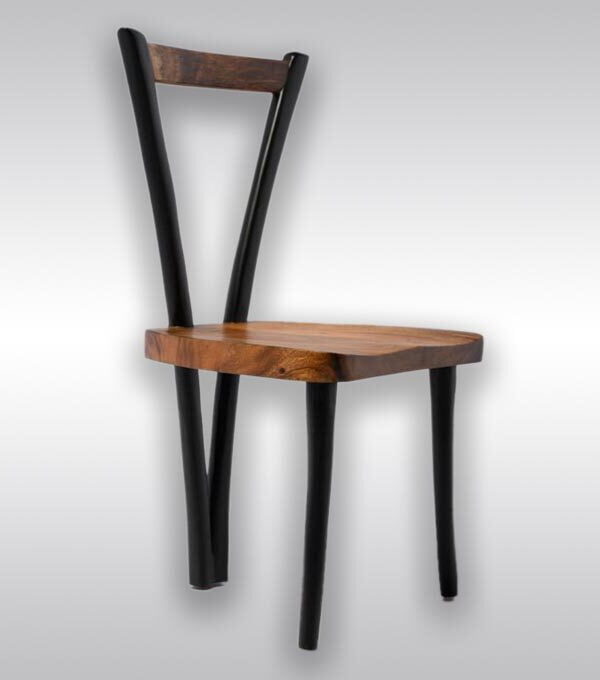 Live Edge 3-Legged Wooden Chair