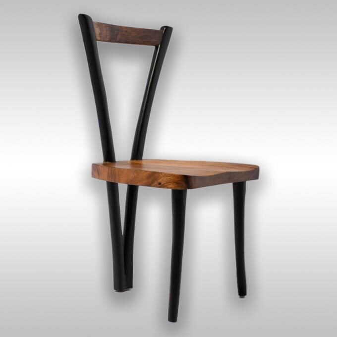 Live Edge 3-Legged Wooden Chair