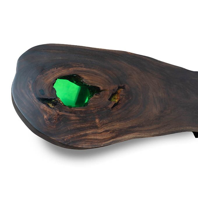 Epoxy Resin Green Bean Bench Live Edge Wood - Image 5