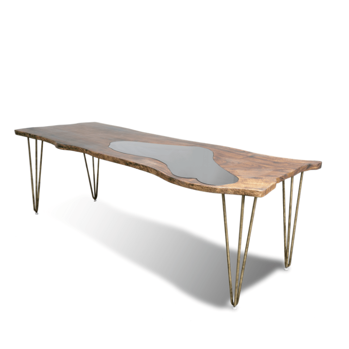 Epoxy Resin Black Lake Dining Table - Live Edge Wood - Image 2