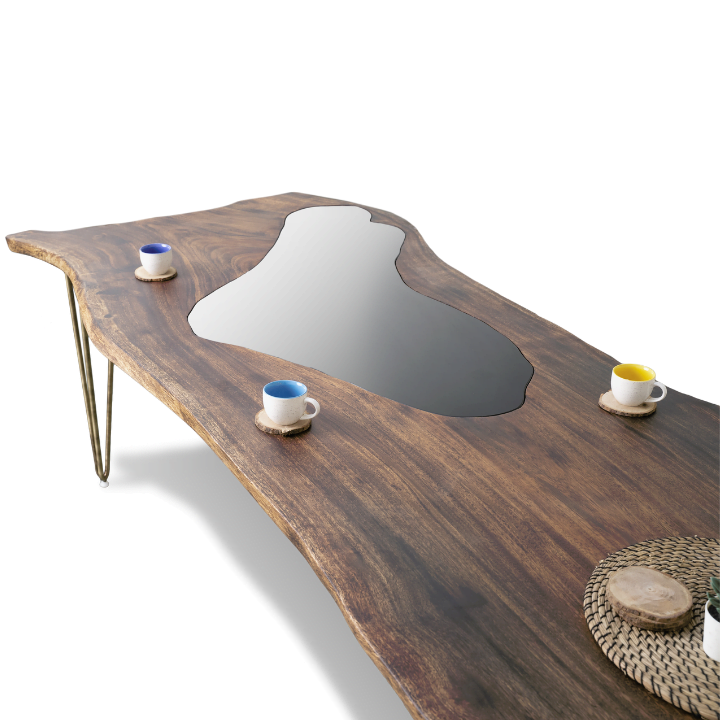 Epoxy Resin Black Lake Dining Table - Live Edge Wood - Image 6