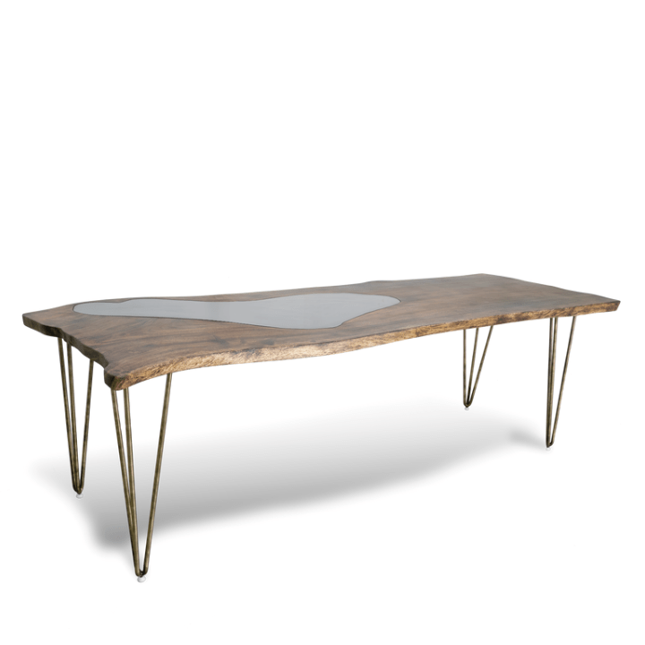Epoxy Resin Black Lake Dining Table - Live Edge Wood - Image 4