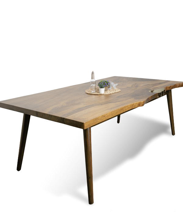 Live Edge Brass In Me Dining Table