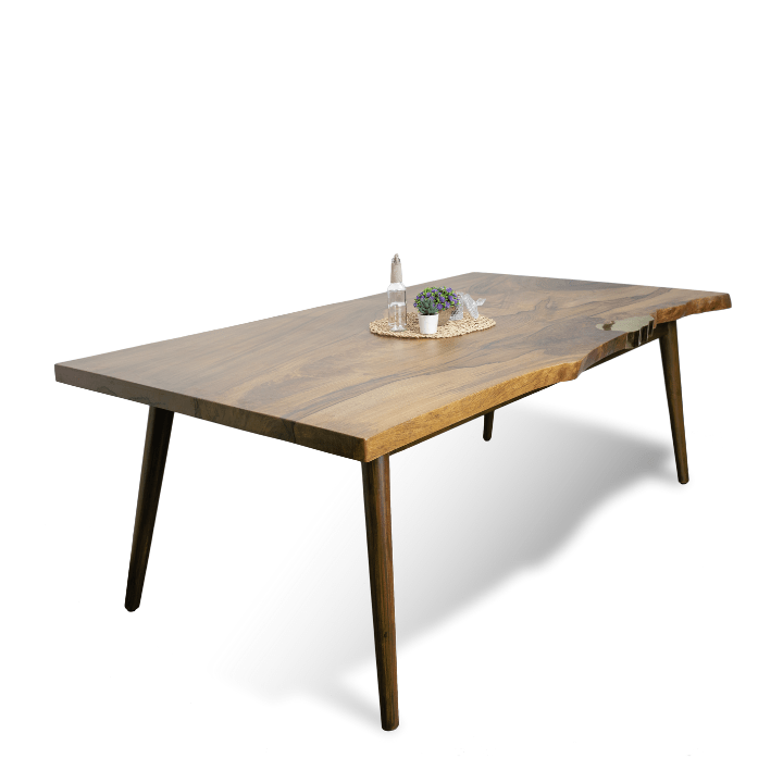 Live Edge Brass In Me Dining Table