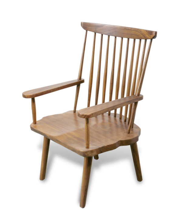 Solid Wood Spoked Lounge Chair