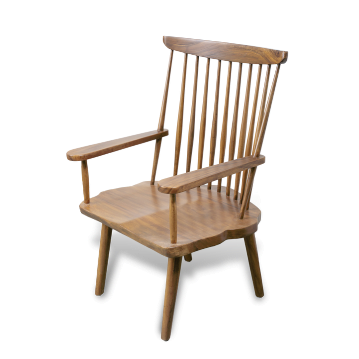 Solid Wood Spoked Lounge Chair