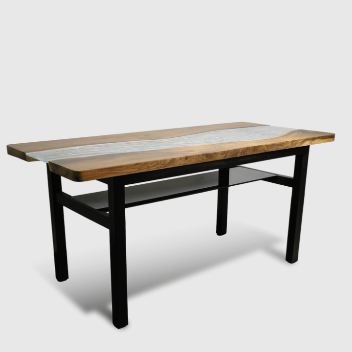 Live Edge Wooden Glass River Table - Image 4
