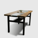Live Edge Wooden Glass River Table