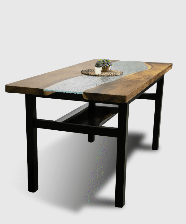 Live Edge Wooden Glass River Table
