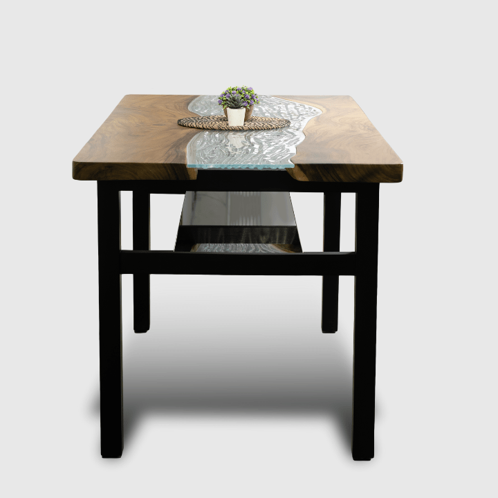 Live Edge Wooden Glass River Table - Image 2