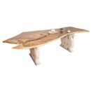 Live Edge Stoned Legs Dinning Table
