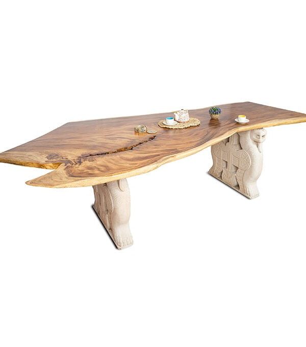 Live Edge Stoned Legs Dinning Table
