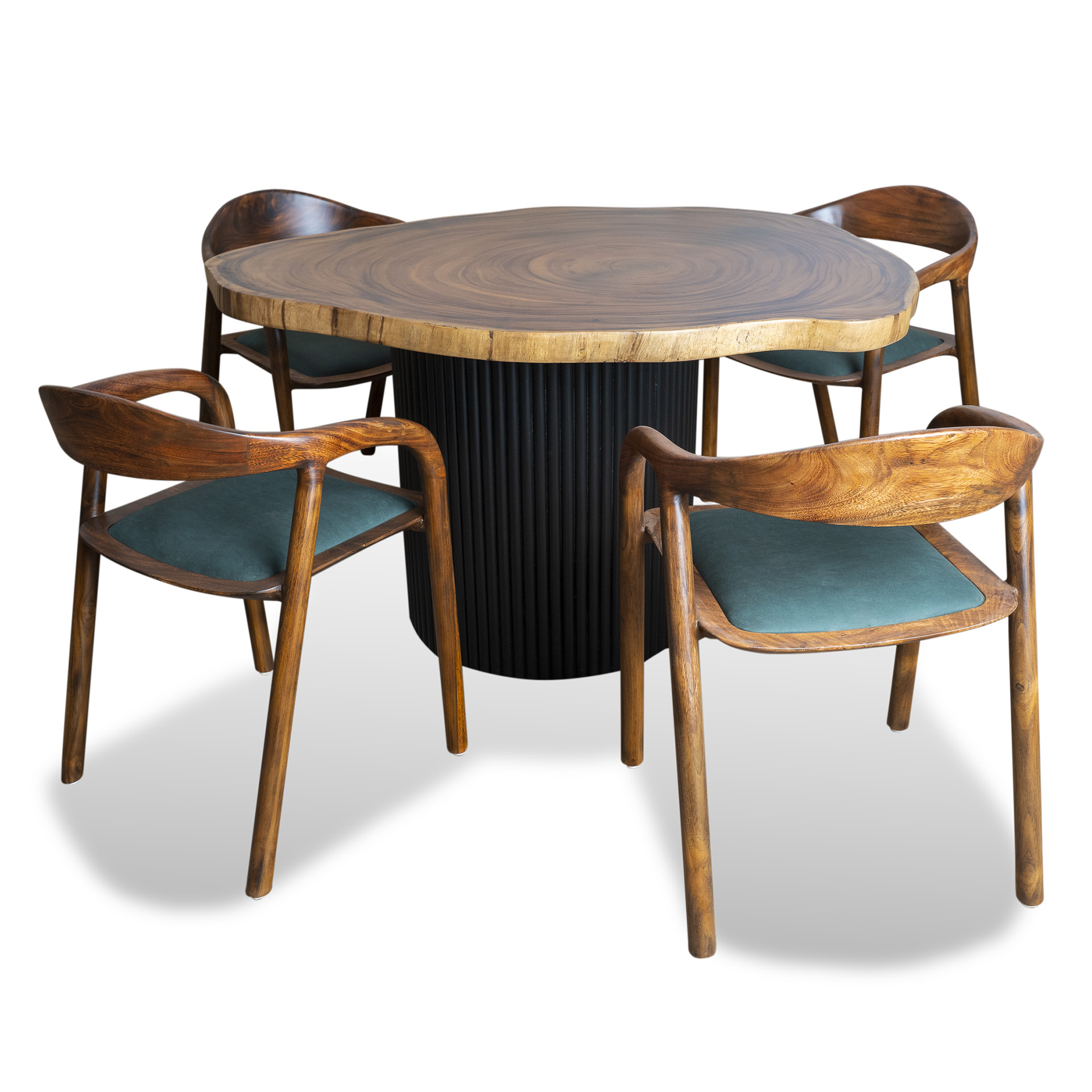 Live Edge Sleak Peak Solid Wood Cushioned Chair – Charcoaled Finish - Image 2